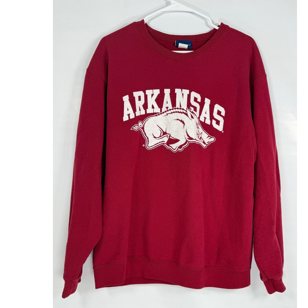 Vintage 90's Razorbacks Sweatshirt L Arkansas Hogs Red Collegiate Graphic